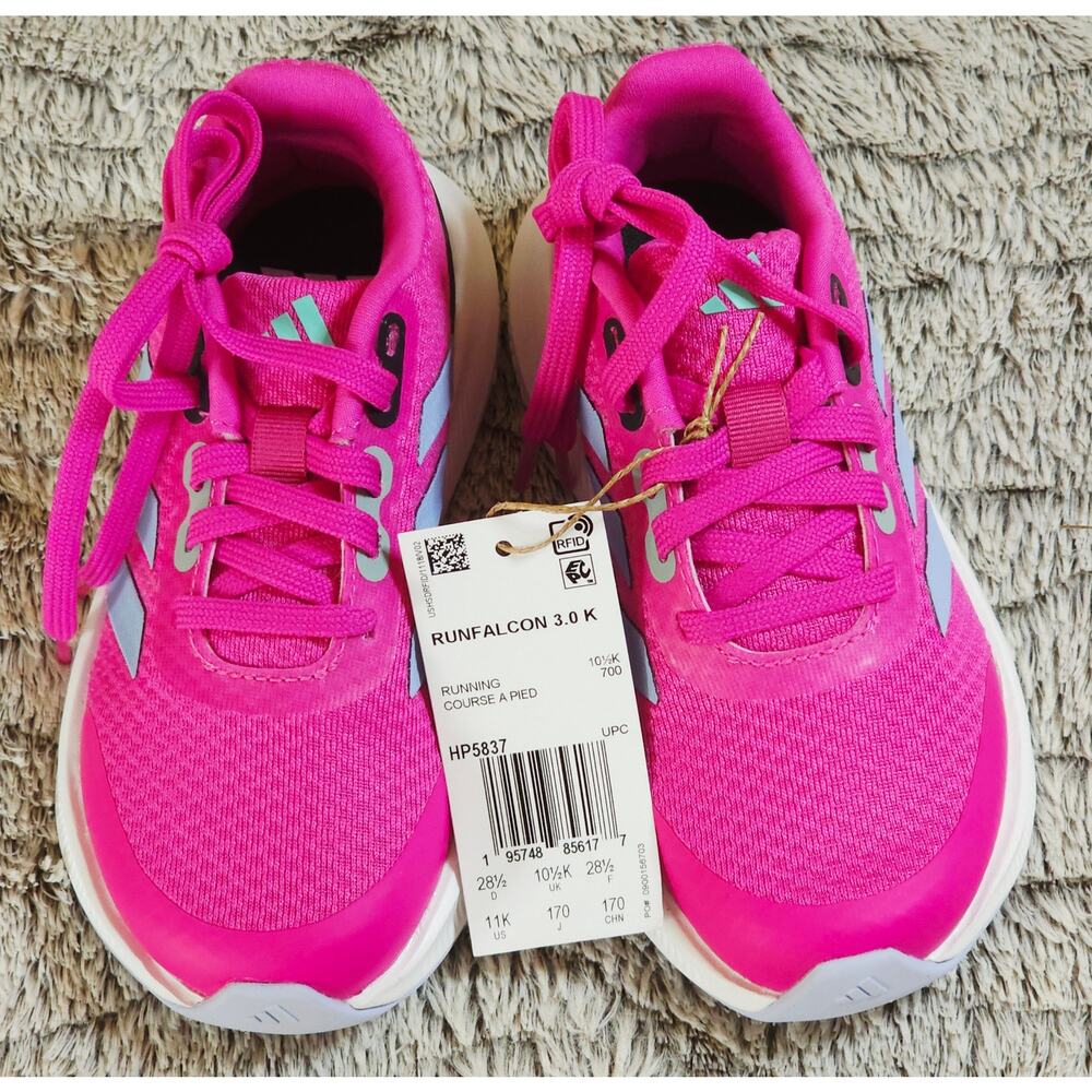 NWOB Adidas Runfalcon 3.0 K Kids Running Shoes Fuchsia Pink Blue - Size 11K - Picture 4 of 8